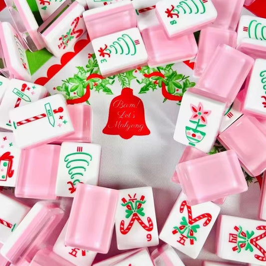 Pink Christmas Mahjong Tiles (36*25*11mm)