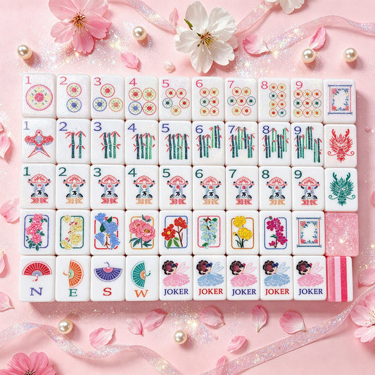Pink Pearls Mahjong Tile  Four-Layer Mahjong Acrylic Mahjong Tiles(31.5*16*23mm)
