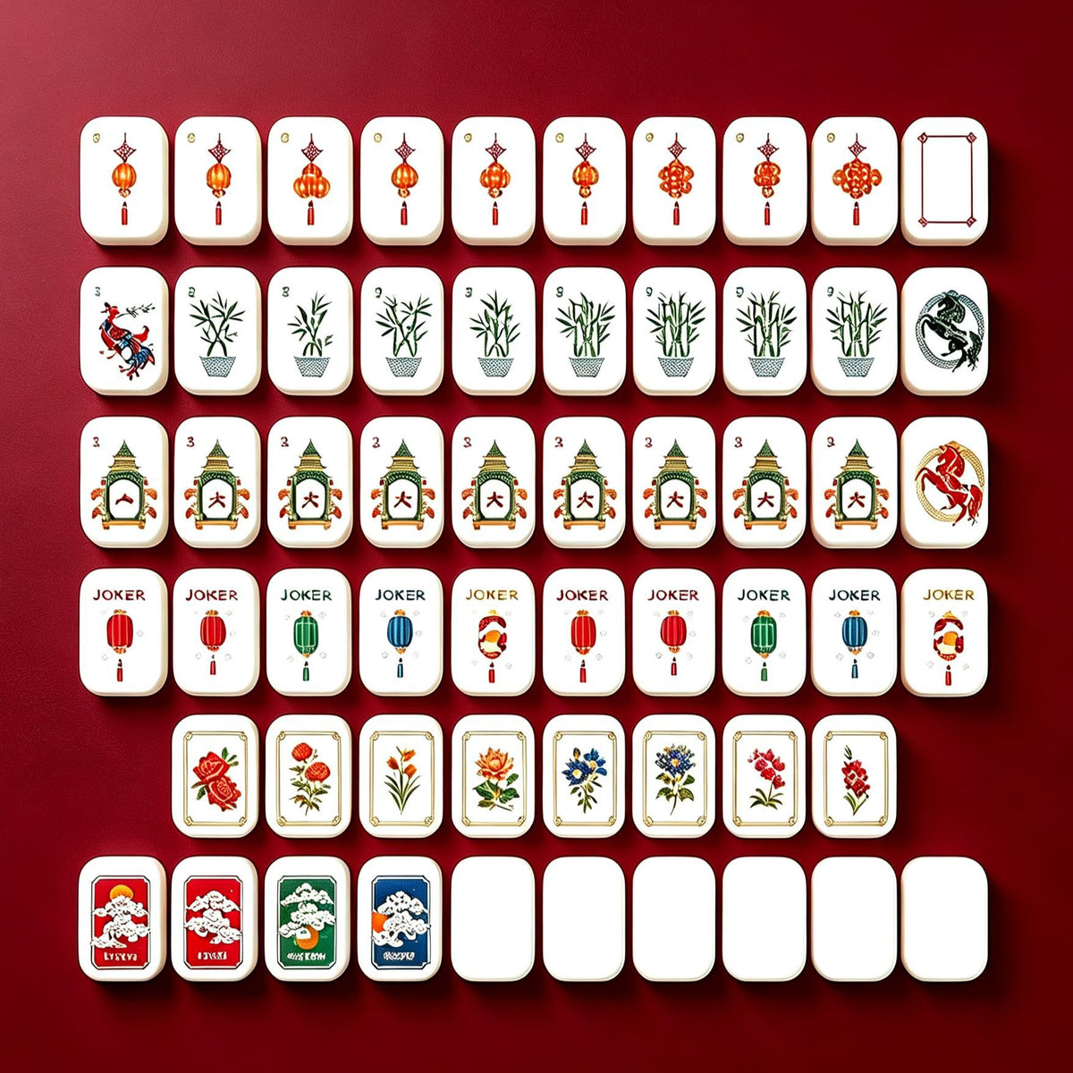 America Red Wealth Mahjong Tiles  (36*25*11mm)