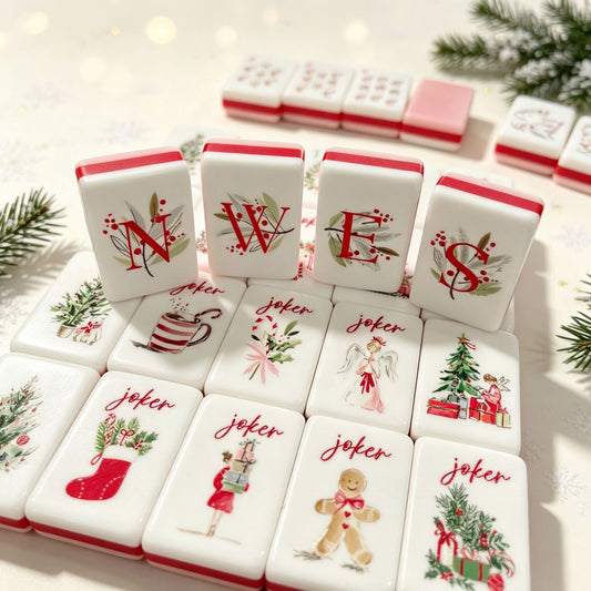 Pink Christmas Mahjong Tile  Four-Layer Mahjong Acrylic Mahjong Tiles(36*15*25mm)