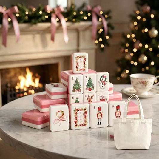 Pink Christmas Mahjong Tile  Four-Layer Mahjong Acrylic Mahjong Tiles(36*15*25mm)