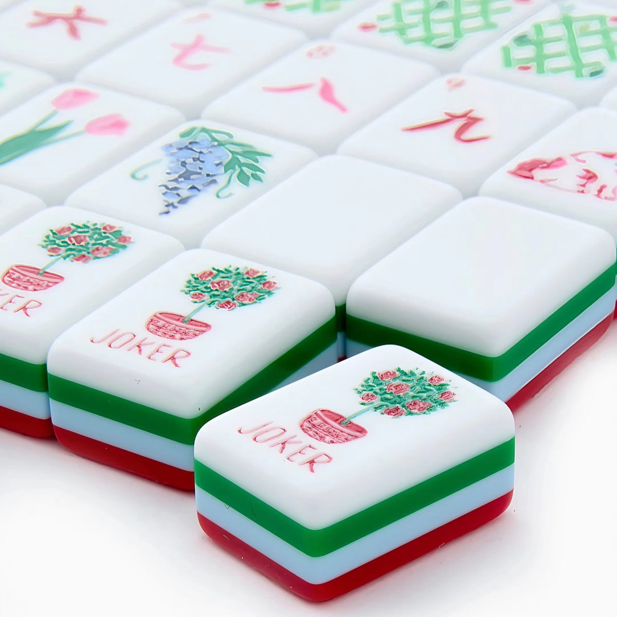 Red  Mahjong Tile Set Custom Color Four-Layer Mahjong Acrylic Mahjong Tiles